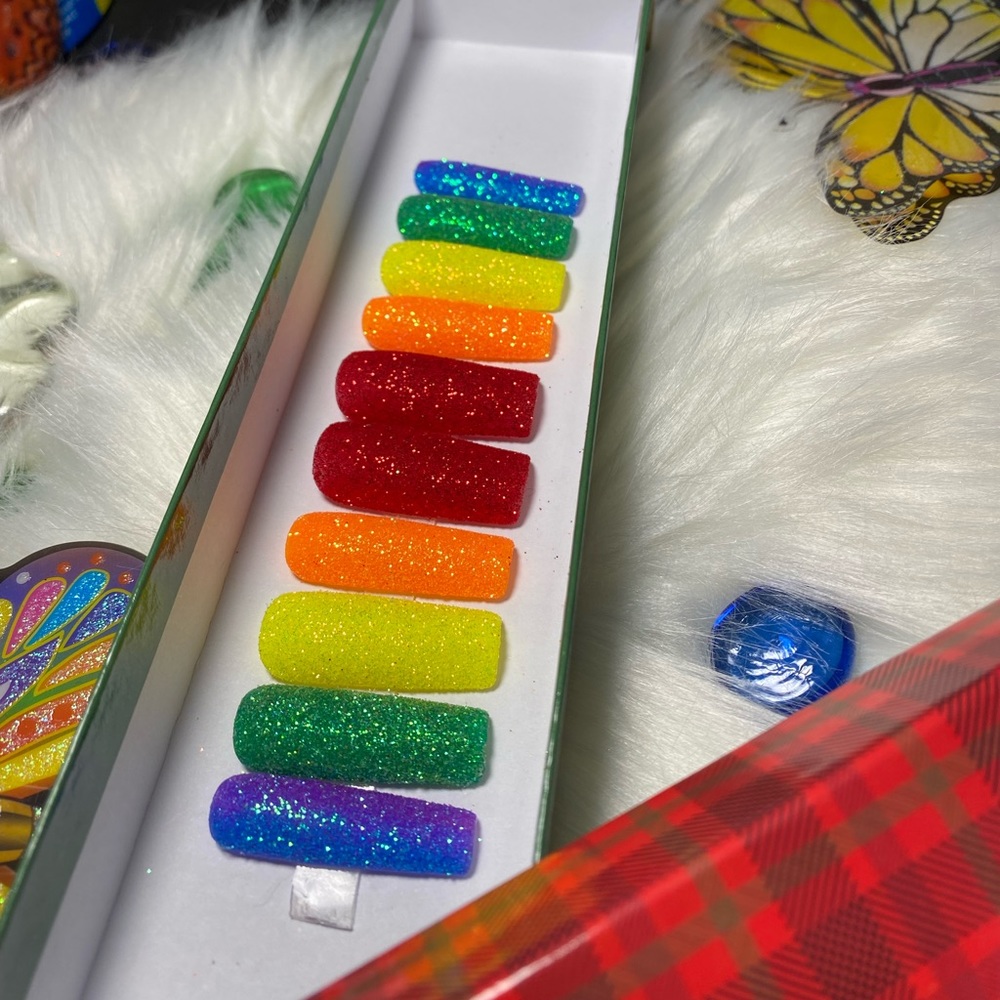 Rainbow Sparkle Press On Nails